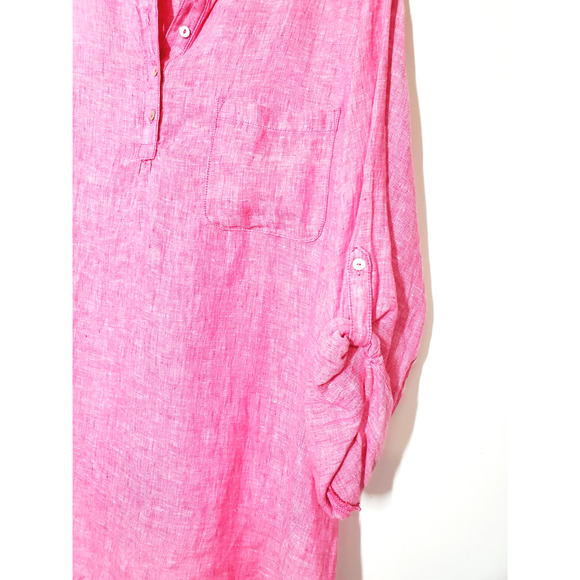 Jones NY Womens 1X 100% Linen Oversized Tunic Top Pink Beach Vacation Resort - Picture 4 of 10
